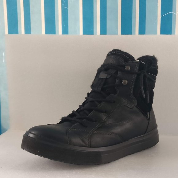 ECCO GORETEX WINTER BOOT, LACE UP/WATERPROOF,BLACK FULLY LINED 37/6US/4UK - Picture 1 of 8
